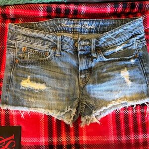 American Eagle Outfitters Ripped Jean Shorts - Light Blue